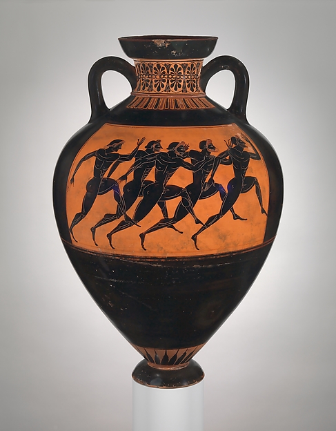 Terracotta Panathenaic prize amphora by Attributed to the Euphiletos Painter